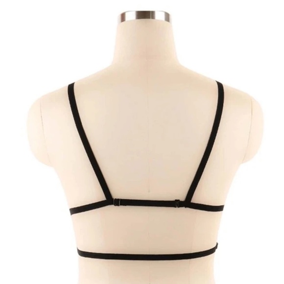 Elastic Ring Linked Strap Chest Cage Harness Cross Bra Bondage - Picture 4 of 4